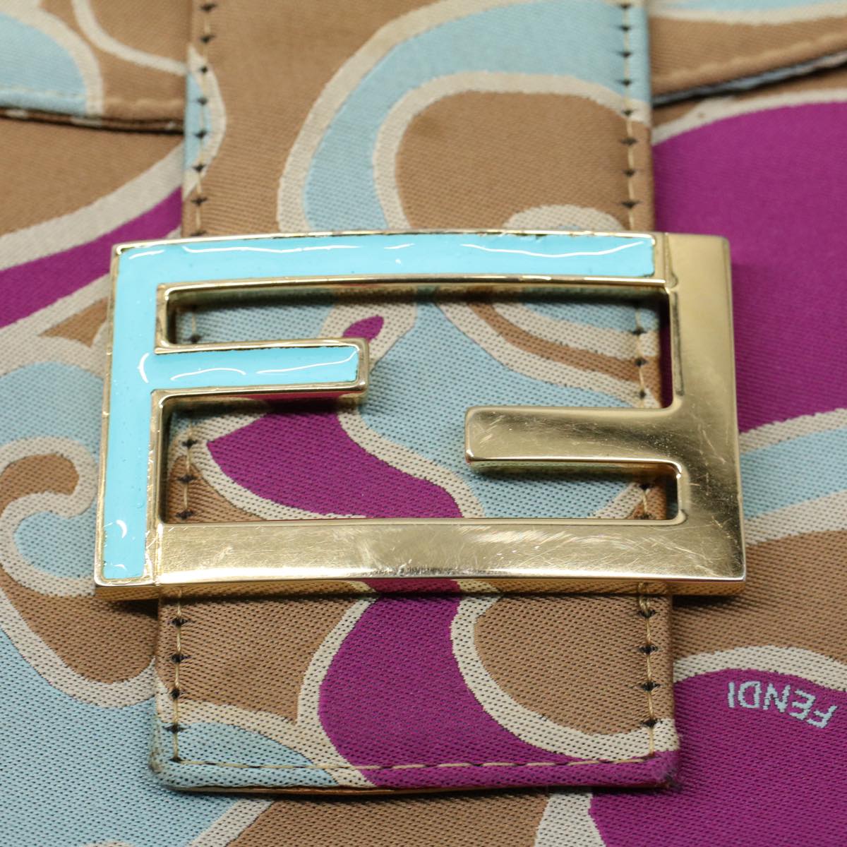 FENDI Mamma Baguette Shoulder Bag Canvas Multicolor 2305 26796 018bs8434