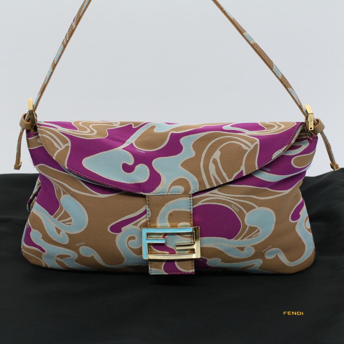 FENDI Mamma Baguette Shoulder Bag Canvas Multicolor 2305 26796 018bs8434