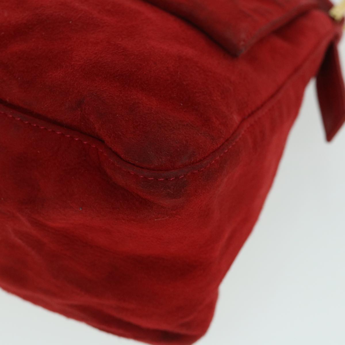 FENDI Mamma Baguette Shoulder Bag Suede Redbs8443