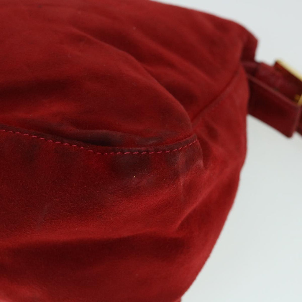 FENDI Mamma Baguette Shoulder Bag Suede Redbs8443