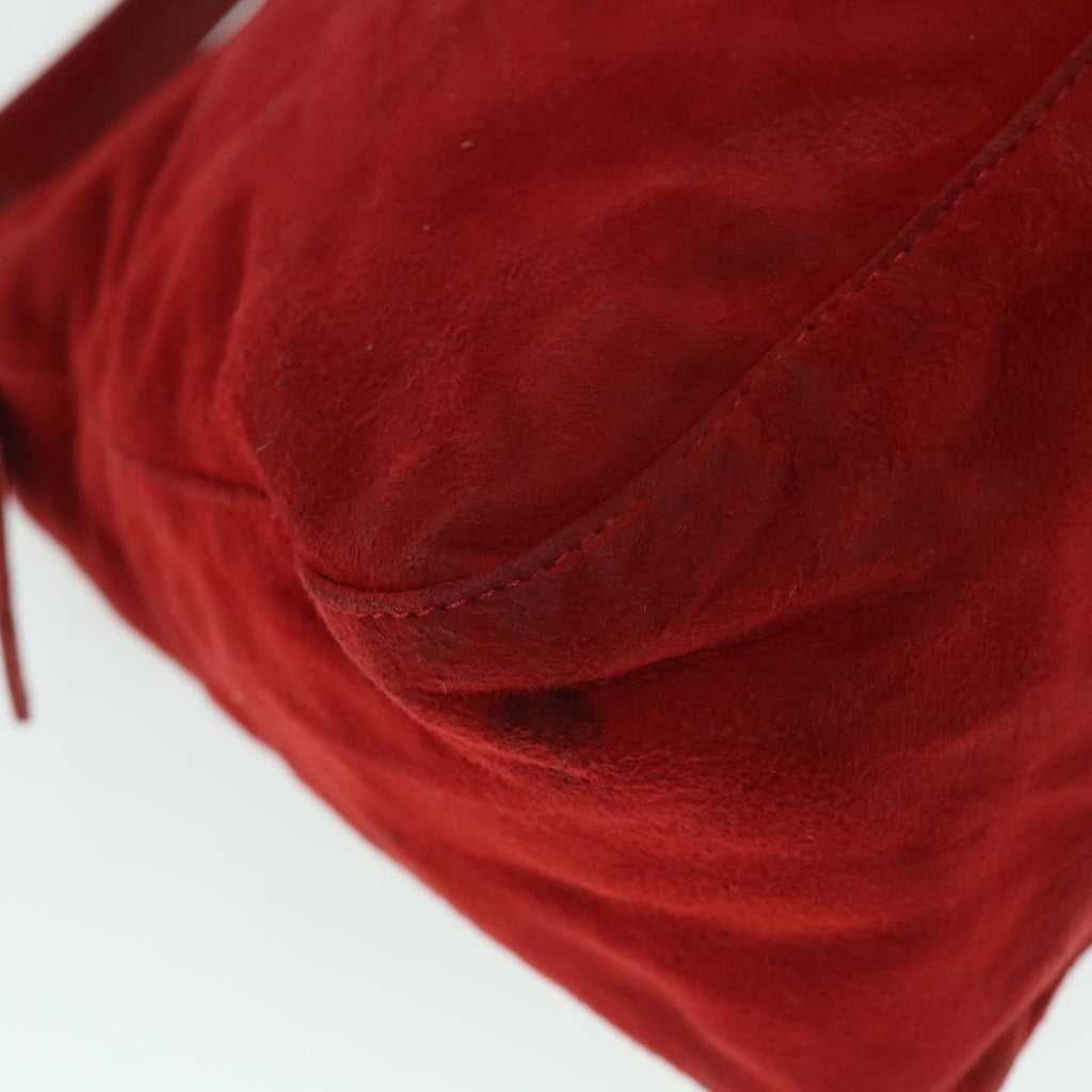 FENDI Mamma Baguette Shoulder Bag Suede Redbs8443