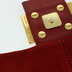 FENDI Mamma Baguette Shoulder Bag Suede Redbs8443