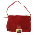 FENDI Mamma Baguette Shoulder Bag Suede Redbs8443