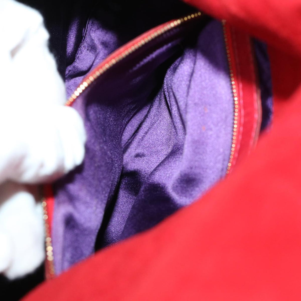 FENDI Mamma Baguette Shoulder Bag Suede Redbs8443