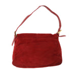 FENDI Mamma Baguette Shoulder Bag Suede Redbs8443