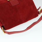 FENDI Mamma Baguette Shoulder Bag Suede Redbs8443