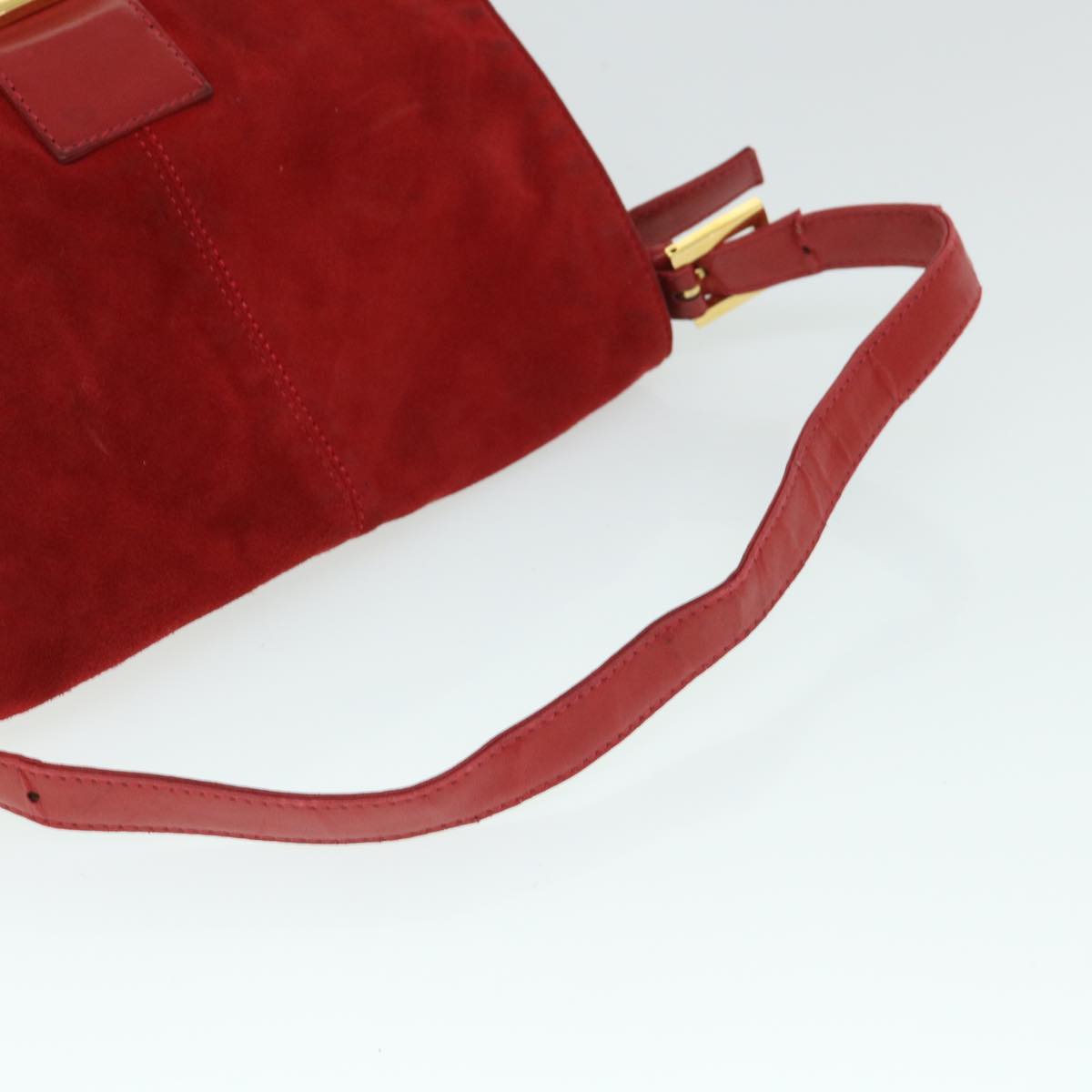 FENDI Mamma Baguette Shoulder Bag Suede Redbs8443