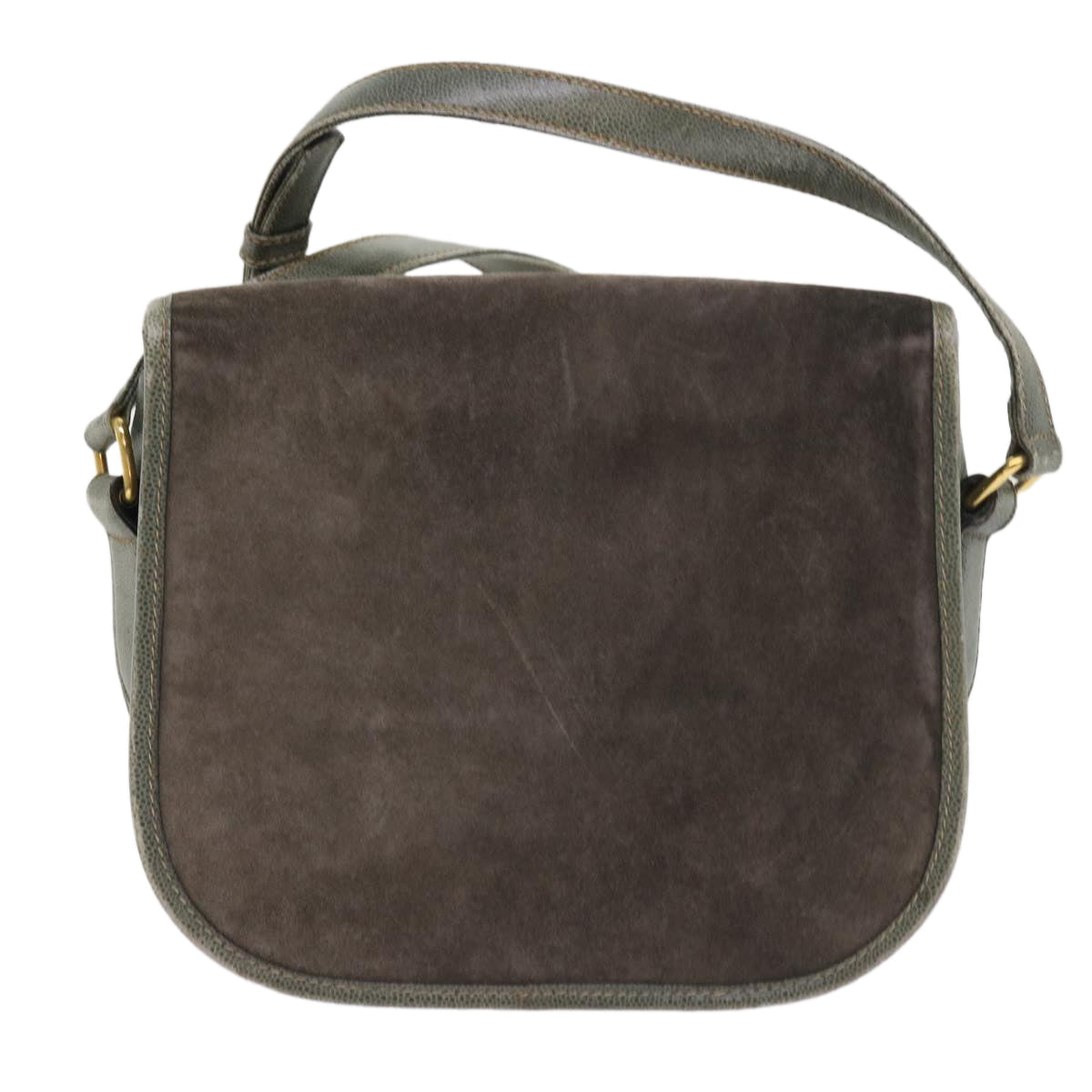 CELINE Shoulder Bag Suede Gray  8616
