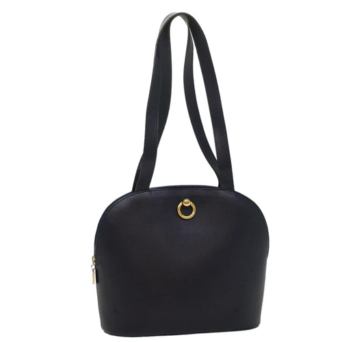 CELINE Shoulder Bag Leather Navy  8617