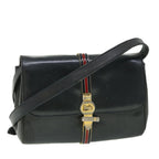 CELINE Horse Carriage Shoulder Bag Leather Navy  8618