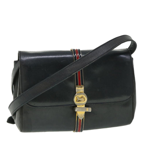 CELINE Horse Carriage Shoulder Bag Leather Navy  8618