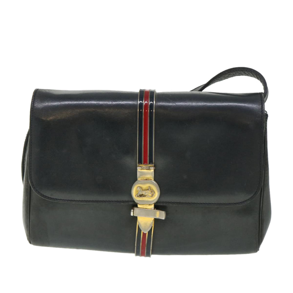 CELINE Horse Carriage Shoulder Bag Leather Navy  8618