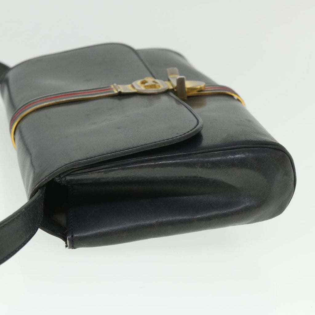 CELINE Horse Carriage Shoulder Bag Leather Navy  8618