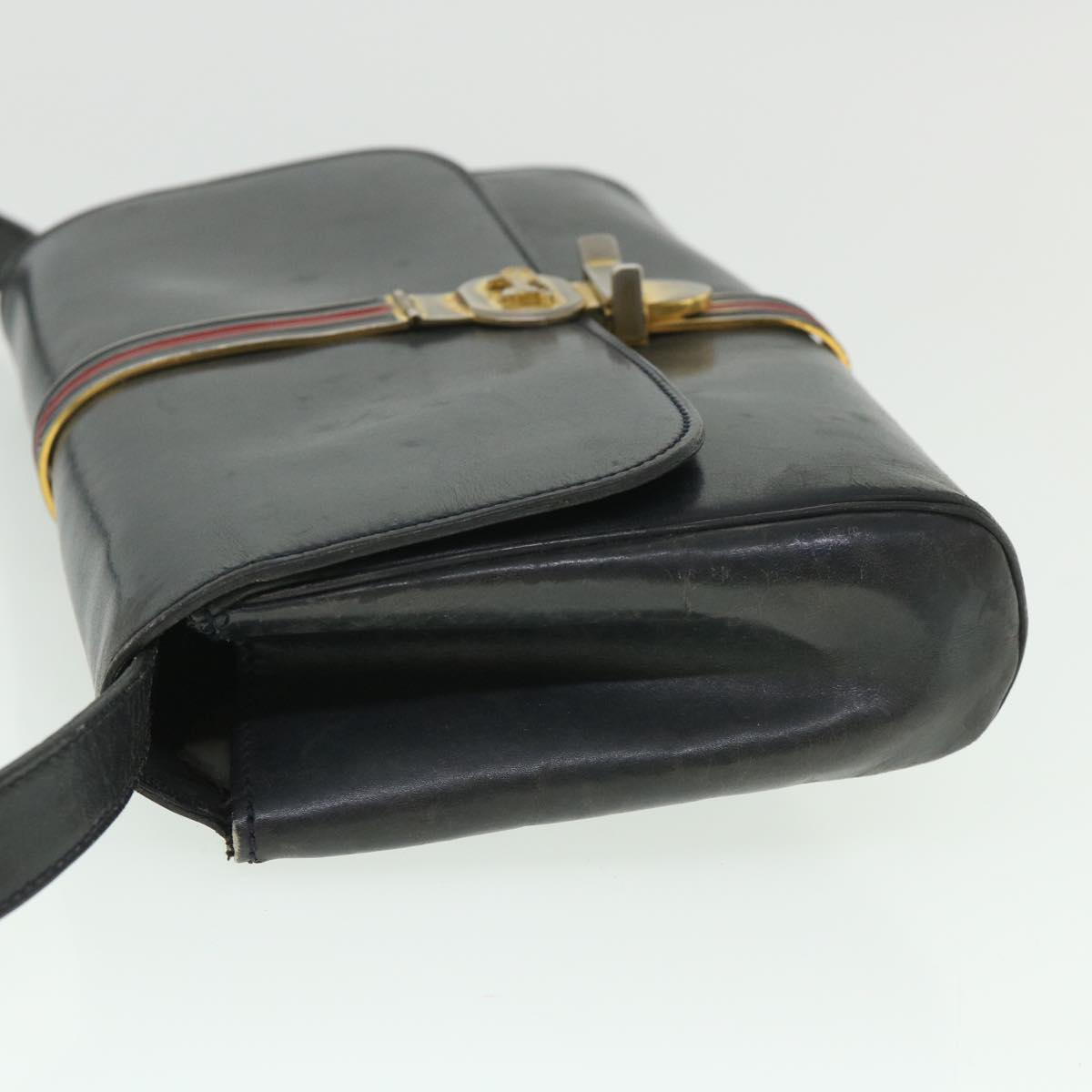 CELINE Horse Carriage Shoulder Bag Leather Navy  8618