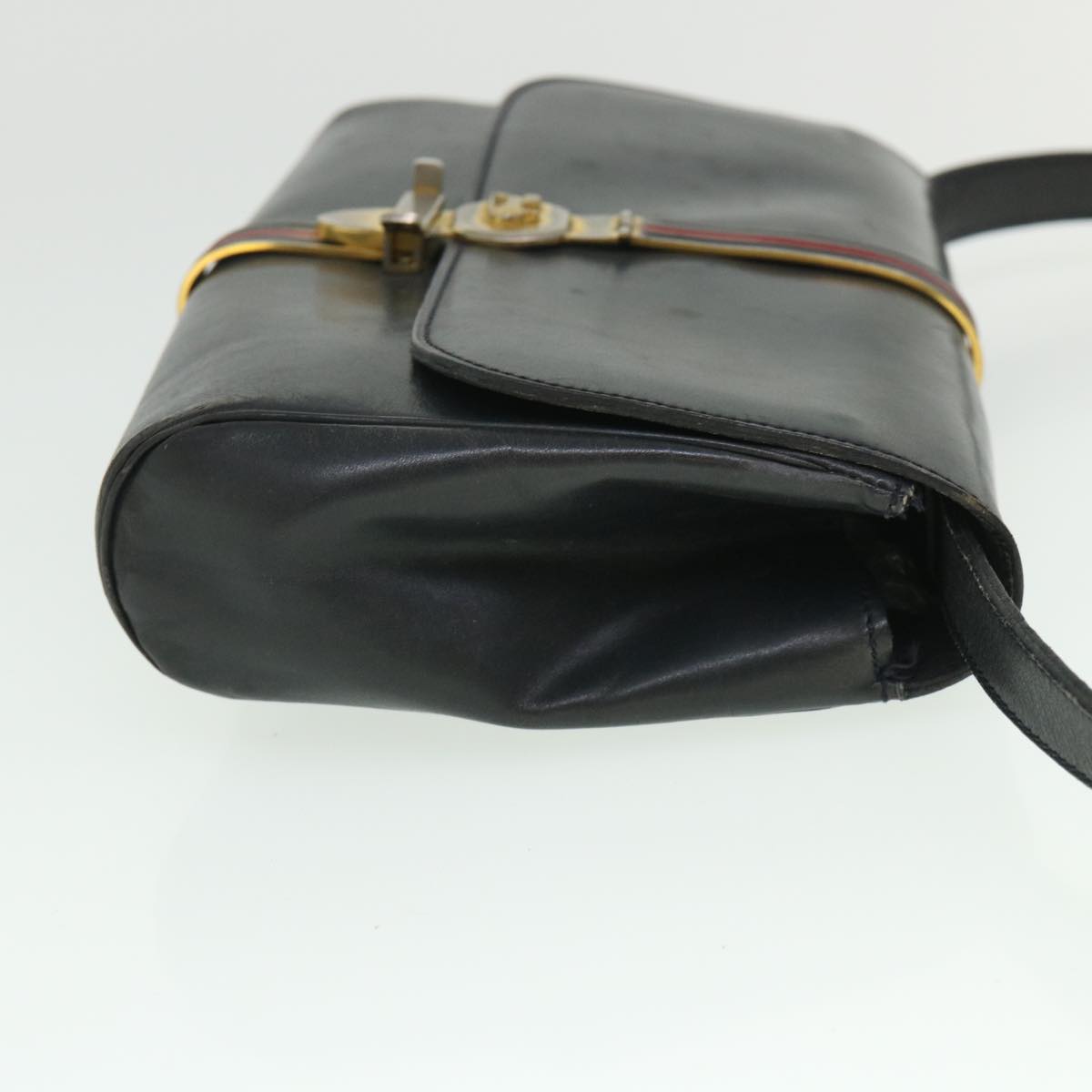 CELINE Horse Carriage Shoulder Bag Leather Navy  8618