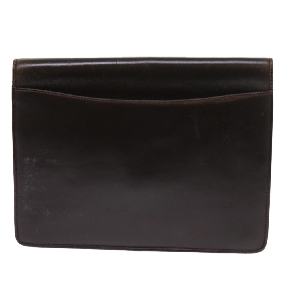CELINE Clutch Bag Leather Brown  8620