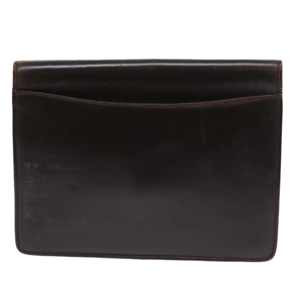 CELINE Clutch Bag Leather Brown  8620