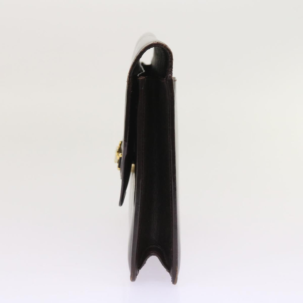 CELINE Clutch Bag Leather Brown  8620