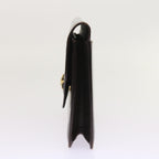 CELINE Clutch Bag Leather Brown  8620