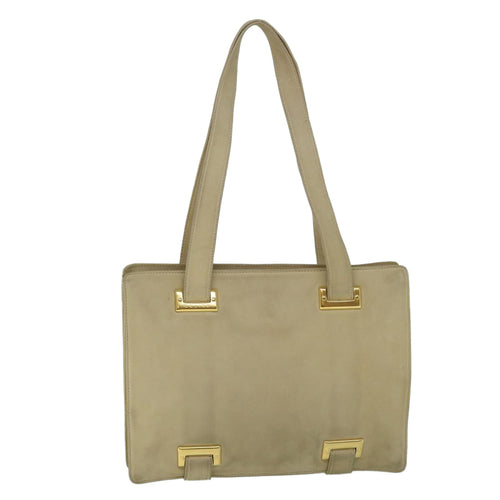 CELINE Shoulder Bag Suede Beige  8698