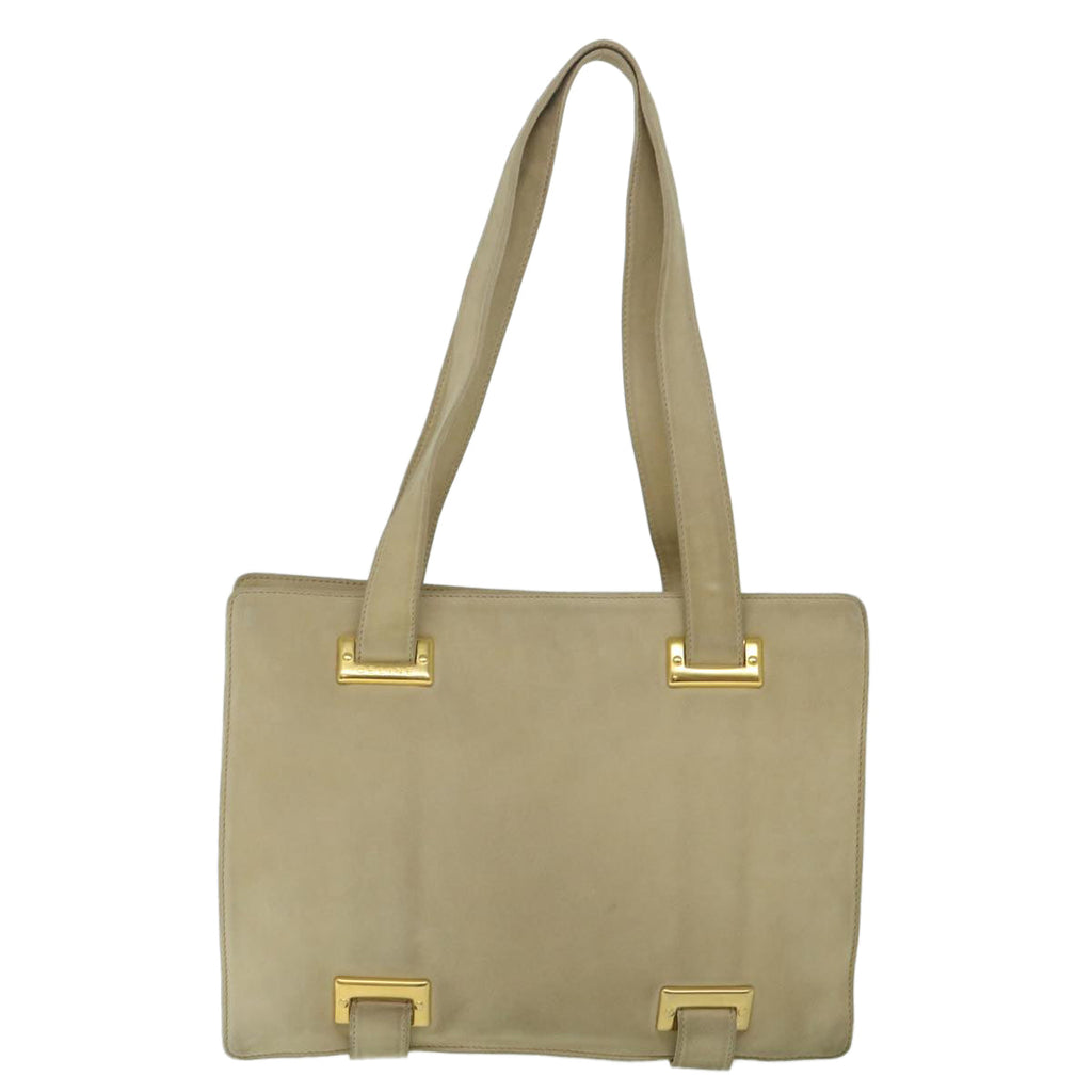 CELINE Shoulder Bag Suede Beige  8698