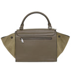CELINE Trapeze Hand Bag Leather 2way Brown Gray  8887