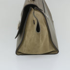CELINE Trapeze Hand Bag Leather 2way Brown Gray  8887