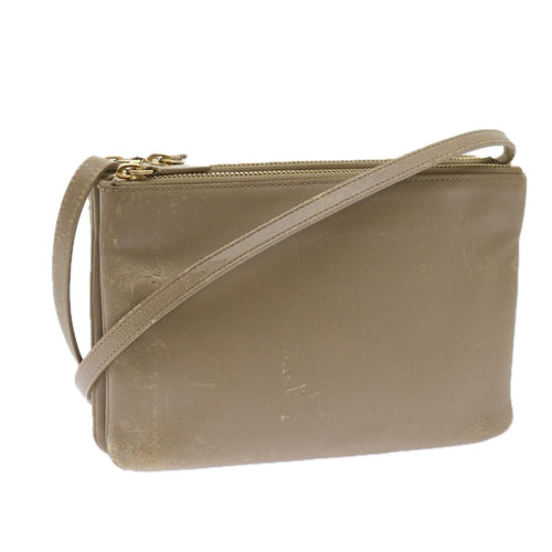 CELINE TRIO SMALL Shoulder Bag Leather Beige  8890
