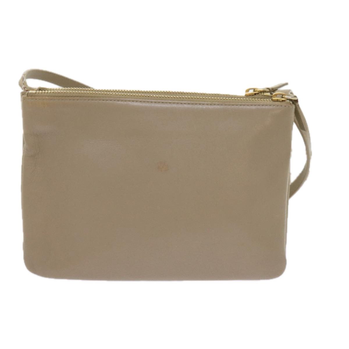 CELINE TRIO SMALL Shoulder Bag Leather Beige  8890