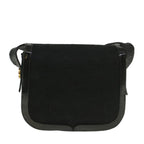 CELINE C Macadam Canvas Horse Carriage Shoulder Bag Black Auth bs8998