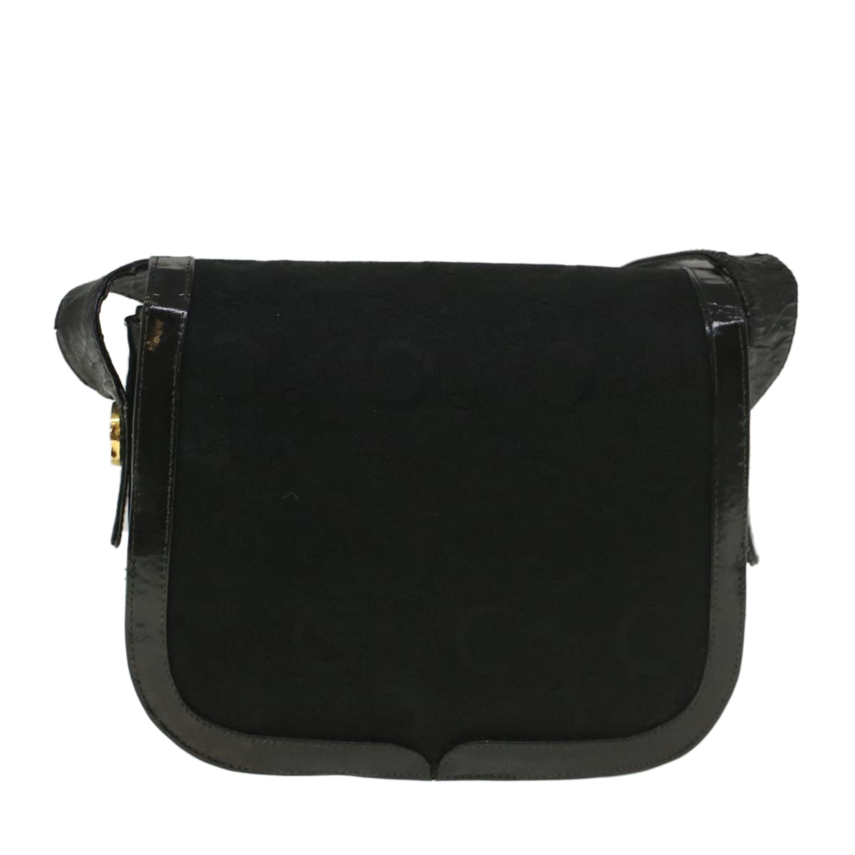 CELINE C Macadam Canvas Horse Carriage Shoulder Bag Black Auth bs8998