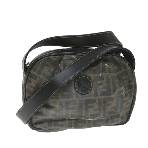 FENDI Zucca Canvas Shoulder Bag Coated Canvas Brownbs9073