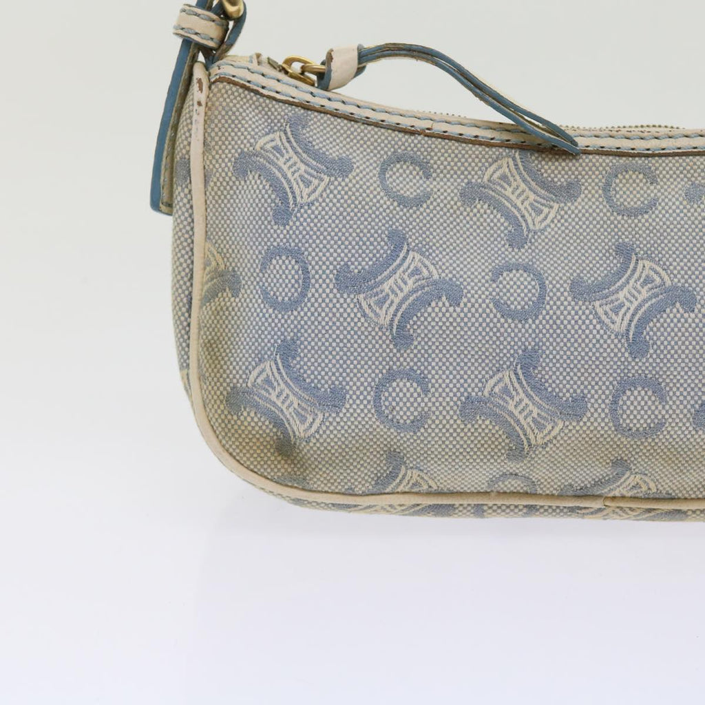 CELINE C Macadam Canvas Accessory Pouch Light Blue Auth bs9099