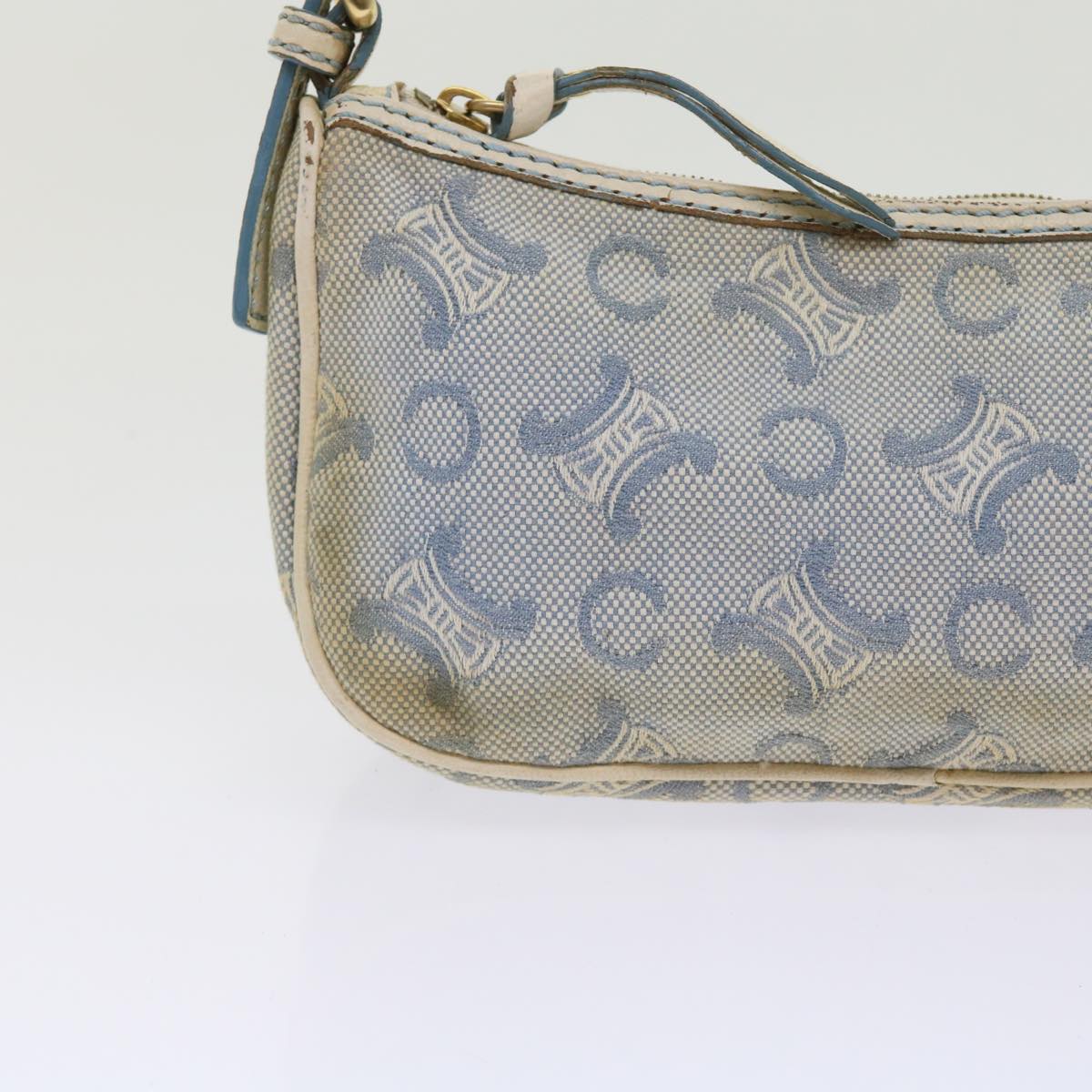 CELINE C Macadam Canvas Accessory Pouch Light Blue Auth bs9099