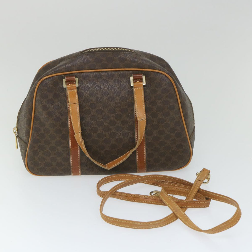 CELINE Macadam Canvas Shoulder Bag PVC Leather 2Set Beige Brown  9101