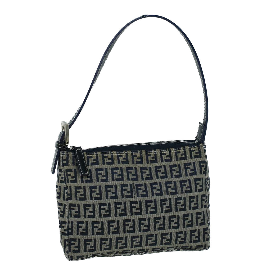 FENDI Zucchino Canvas Shoulder Bag Navybs9131