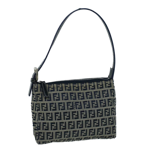 FENDI Zucchino Canvas Shoulder Bag Navybs9131