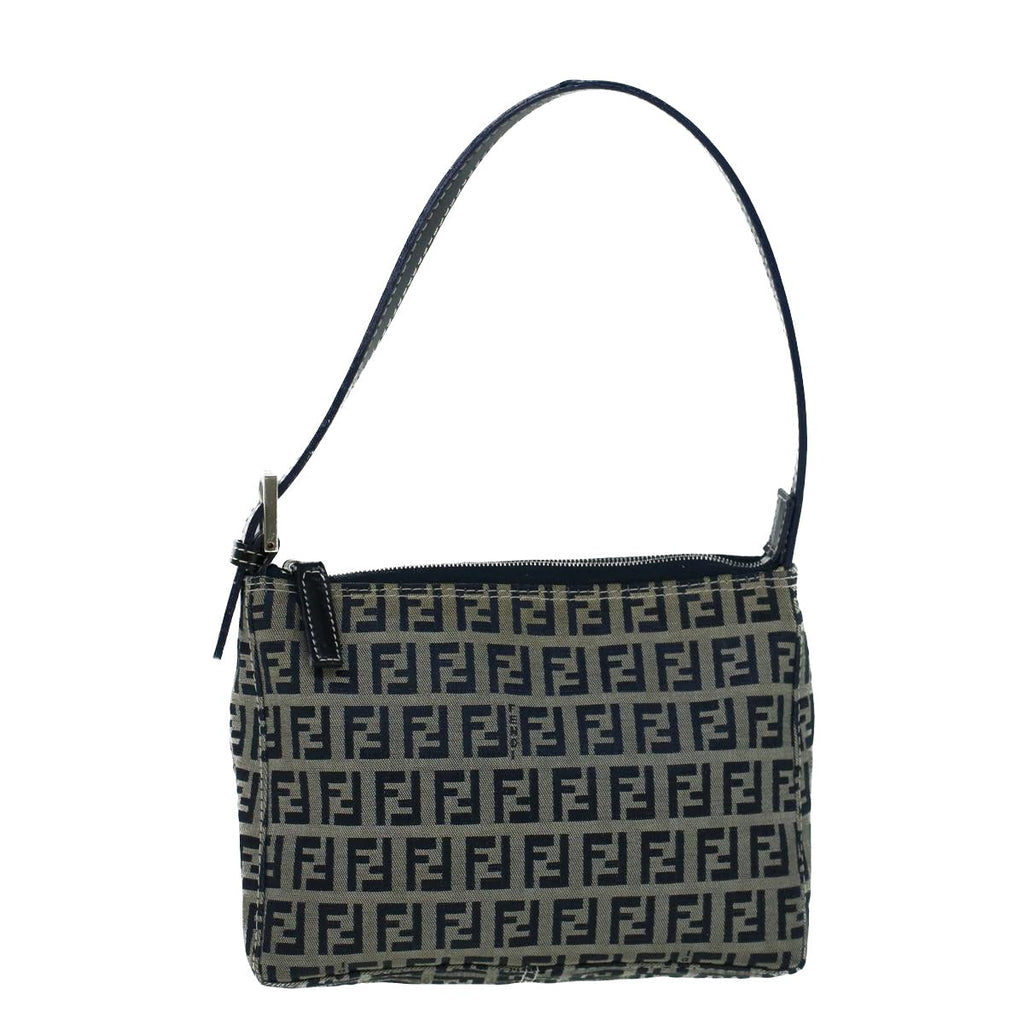 FENDI Zucchino Canvas Shoulder Bag Navybs9131