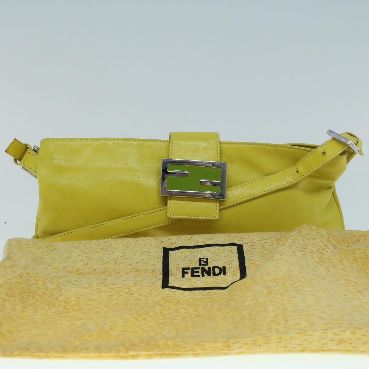 FENDI Mamma Baguette Shoulder Bag Leather Yellow 2354 26685 008bs9132