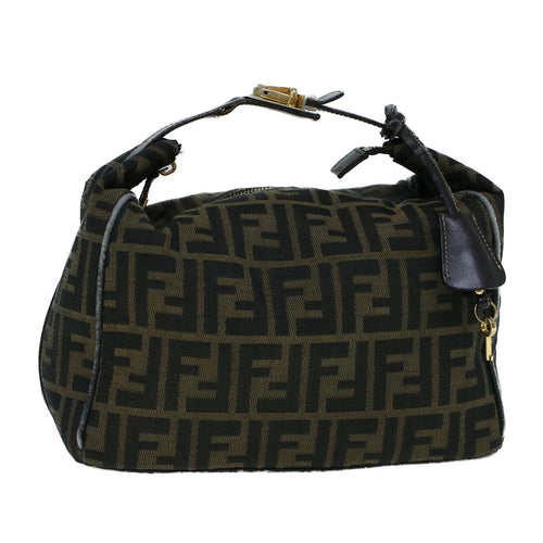 FENDI Zucca Canvas Hand Bag Black Brownbs9136