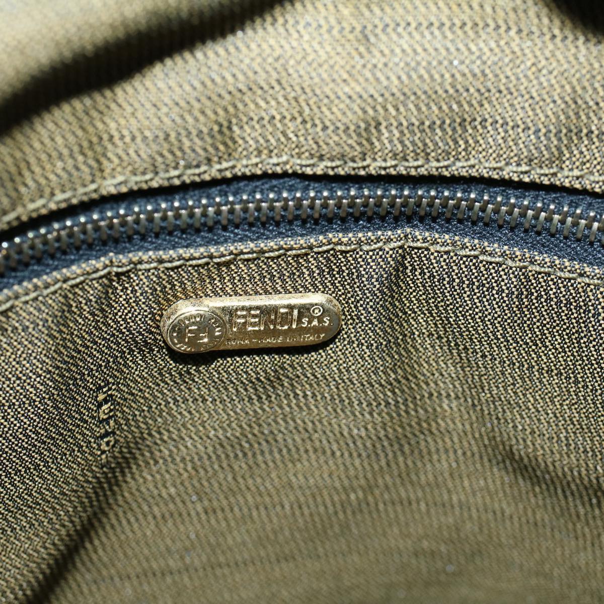 FENDI Zucca Canvas Hand Bag Black Brownbs9136