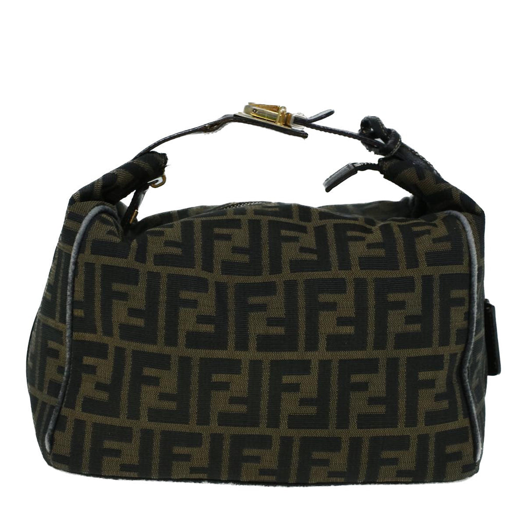 FENDI Zucca Canvas Hand Bag Black Brownbs9136