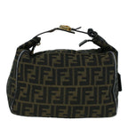 FENDI Zucca Canvas Hand Bag Black Brownbs9136