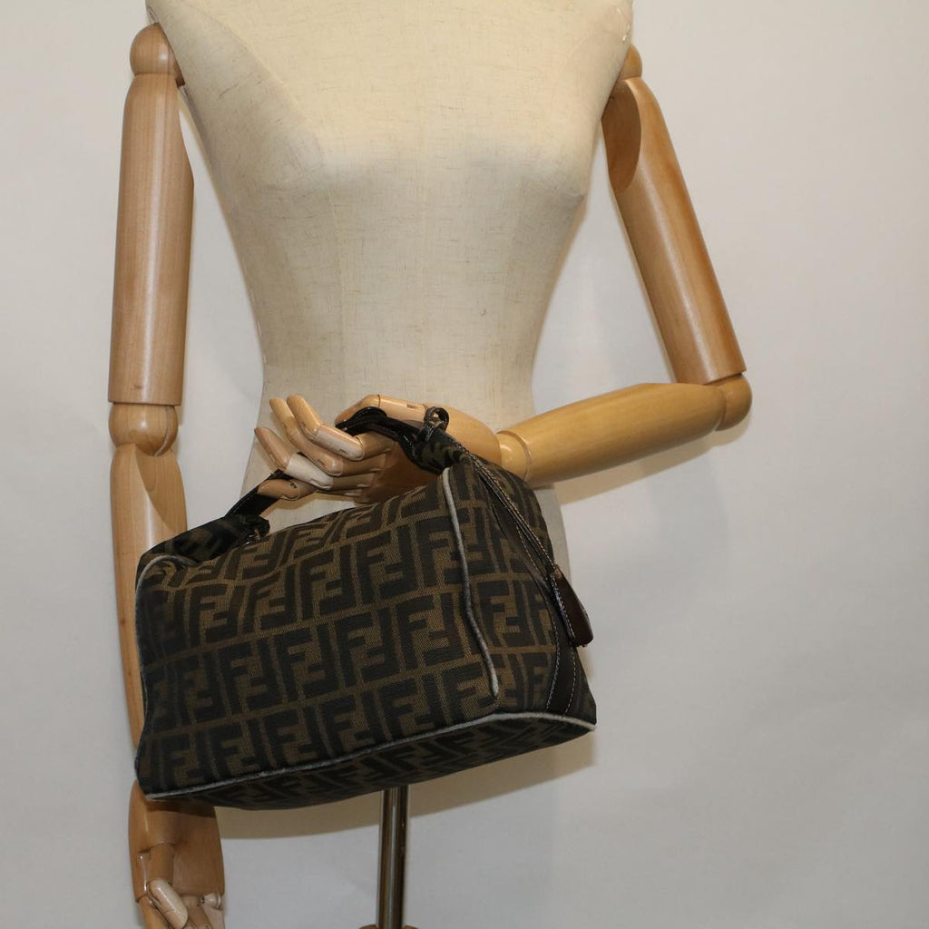 FENDI Zucca Canvas Hand Bag Black Brownbs9136