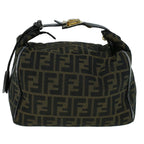 FENDI Zucca Canvas Hand Bag Black Brownbs9136