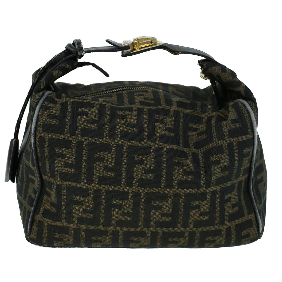 FENDI Zucca Canvas Hand Bag Black Brownbs9136