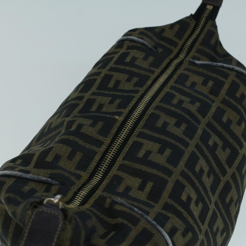 FENDI Zucca Canvas Hand Bag Black Brownbs9136