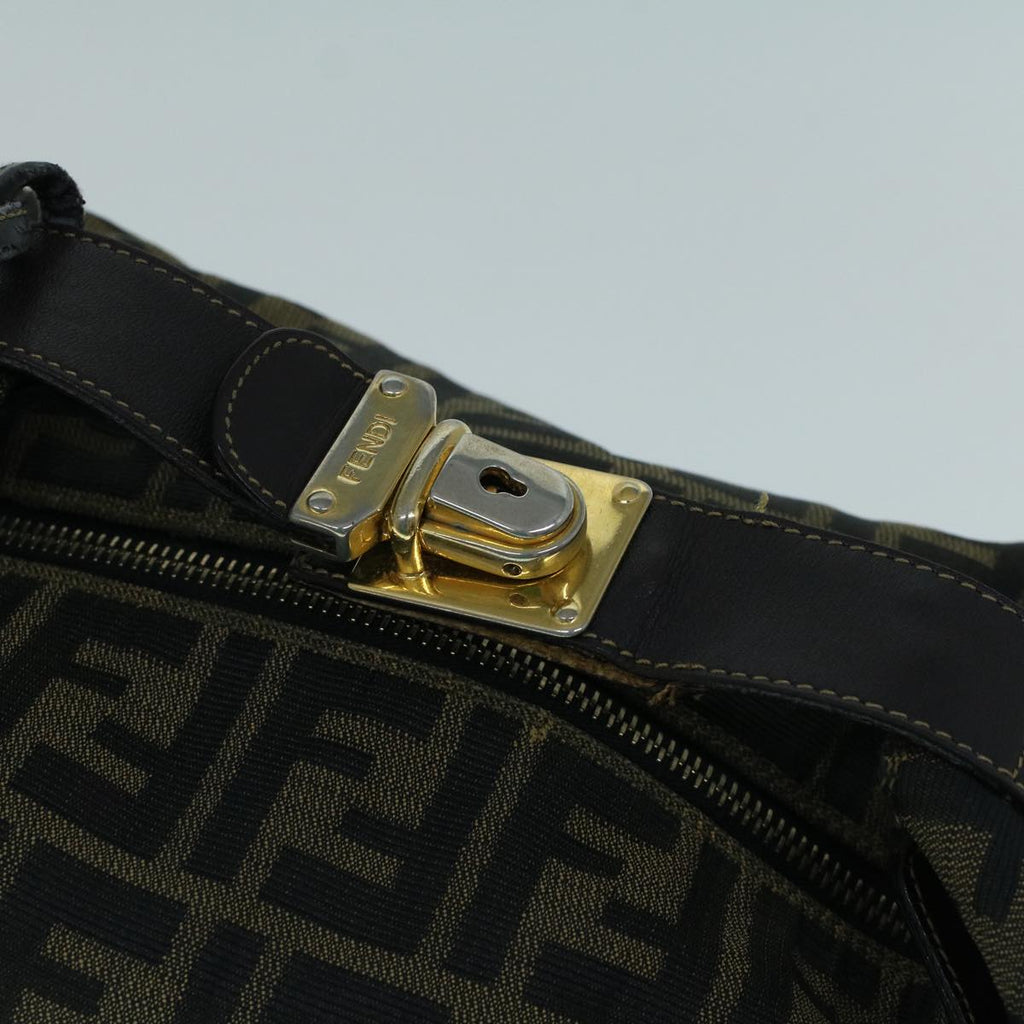 FENDI Zucca Canvas Hand Bag Black Brownbs9136