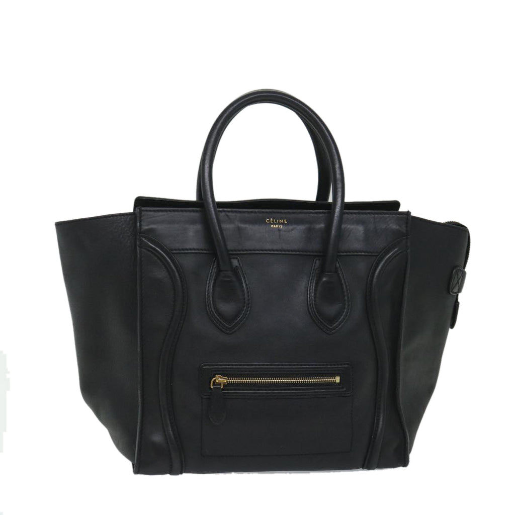 CELINE Luggage Tote Bag Leather Black  9159