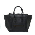 CELINE Luggage Tote Bag Leather Black  9159